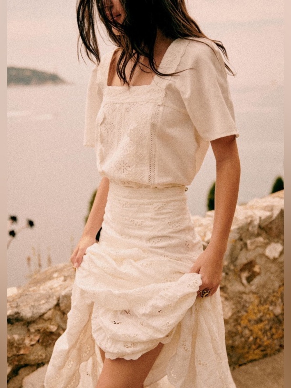 Sezane Candice Blouse Linen Cotton Small